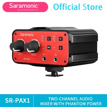 Saramonic SR-PAX1 Audio Mixer Preamp koos Phantom Power Kitarrile Peeglita DSLR Kaamera Videokaamera Canon Nikon Pentax, Sony