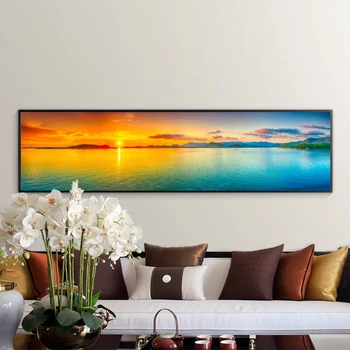 Kaasaegne Maastiku Lõuendile Maali Poster Prindib Quadros Seina Art Päikesetõusu Mere Mägi Pilt Elutuba Home Decor Cuadros