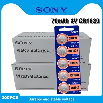 200pcs sony 3V CR1620 Original Lithium Battery For car key watch remote control toy 1620 ECR1620 GPCR1620 Button Coin Battery