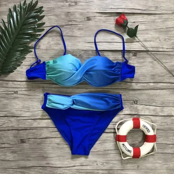 Kõrge Vöökoht Bikiinid 2021 Seksikas Prindi Supelrõivad Naiste Ujumistrikoo Kõrge Jalg Bandeau Bikinis Seada Ujumise jaoks trikoo Naine Ujumistrikood