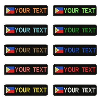 Filipiinid Lipu 10X2.5cm Tikandid Custom Nimi Tekst Plaaster Triibud pääsme Rauast Või Velcro Toetus Plaastrid Riided