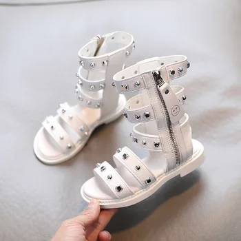 Tüdrukute kõrge ülemine rooma kingad 2021 suvel uus mood neet sandaalid avatud varvas küljel tõmblukk princess kingad