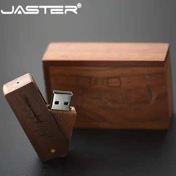 JASTER Kohandatud logo Puidust USB + karp USB flash drive 4GB 8GB 16GB pen drive mälukaart 32GB 64GB USB-DIY LOGO Hulgimüük