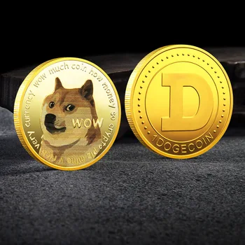 Kuld/Hõbe Pinnatud Bitcoin Dogecoin Valuuta, Mündi Mälestusmündid Wow Koer Muster Suveniiride Kogumise Kingitused Kunsti Laekuva