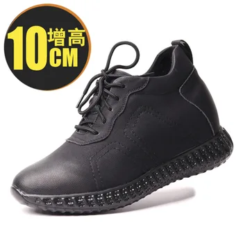 Meeste Kõrgus Kasvav Kingad Mens Ehtne Nahk 8/10 Cm Partei Varjatud Lift Fashion Shoes Uus Mees Black Vabaaja Jalatsid Tossud