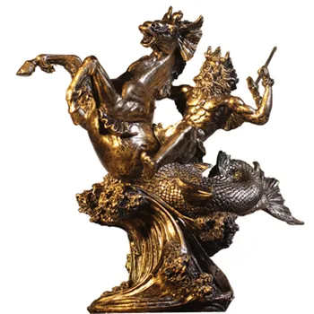 Vana-Kreeka Poseidon Skulptuur Euroopa Retro Vaik Kaunistused Iseloomu Sõdalase Kuju Käsitöö Kodus Töölaua Kaunistus X3660
