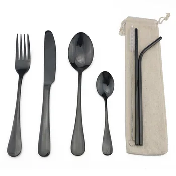 Must Söögiriistade Komplekt Dinnerware Set 304 Roostevabast Terasest, Teravad Praad nuga Kahvel Tl Toidunõude Komplekt