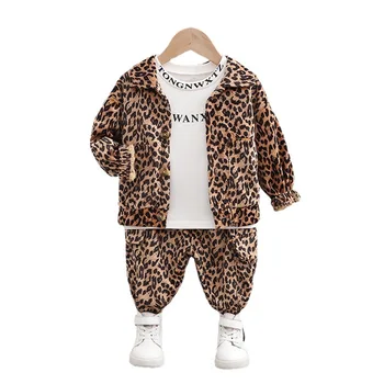 Kevad-Sügis Laste Vabaaja Riided Riided Beebi Poisid Tüdrukud Fashion Leopard Jope, T-Särk, Püksid 3tk/Set Lapsed Imiku Tracksuit