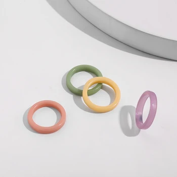 Mitmevärviline Läbipaistev Vaik Akrüül Ring Määratud Naine Geomeetriline Ruut, Ring Paksu Sõrme Sõrmused Ehted Tüdrukute Poole