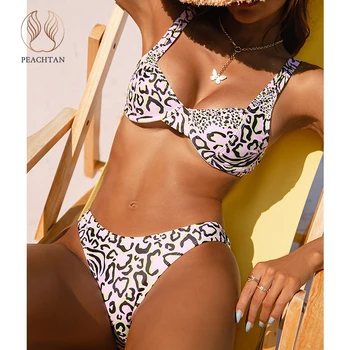 Peachtan Prindi 2 tükki set Push up ujumistrikoo naiste Madal vöökoht supelrõivad naiste Sexy bikini 2021 trikoo beach kanda uued suve