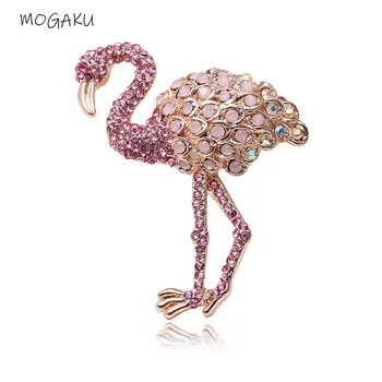 MOGAKU Hot Müük Flamingo Sulam, Prossid Daamid Unisex Mood Loomade Emailiga Sõrmed Klassikaline Full Crystal Sobib Sall Kleit Pross