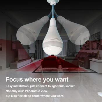 E27 360°, WIFI, Kaamera Uuendatud Panoraam Fisheye LED Lamp Traadita Järelevalve Smart Elu Seadme Kaugjuhtimispuldi Kuvamiseks Kontrolli V380