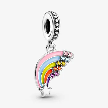 2021 Uus 925 Sterling Hõbe Värvikas Rainbow, Rainbow Unicorn Võlu, pakettaknad Sobib pandora Käevõru, Kaelakee Ripats DIY Ehted