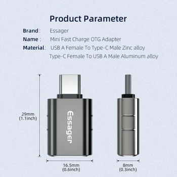 Mini USB 3.0 USB-C-Mees kiirlaadimine OTG-Adapterid-USB-C-USB-Mees Alumiinium andmeedastus Mobiiltelefoni Ühendused