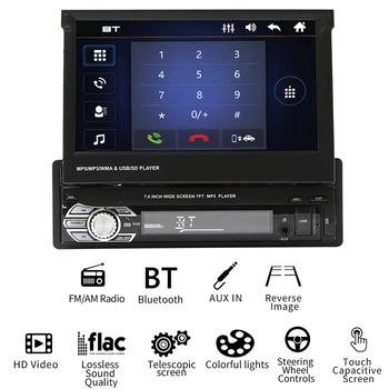 Ühe DIN AUX-Sisend TF In-Dash-Car-Stereo 9601 1DIN autoraadio koos 7 tollise Sissetõmmatav Ekraan Video Multimeedia Pleier