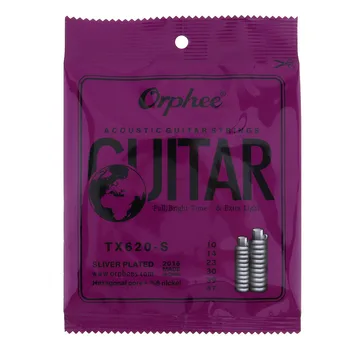Orphee 6tk/set Akustiline Kitarr Strings Erilist hõbetatud Anti-Rooste Kuusnurkne core+8% Niklit Extra Light TX620-S