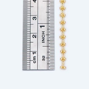 Kuld Beaded Kaabel Ketid 3.6 mm, 18K kullatud Messing, Kvaliteeti Eriala Kett Hulgimüük (#LK-237-1)/ 1 m=3.3 ft