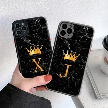 Algne Täht A-Z Cartoon Crown Telefon Case For iPhone 11 12 Mini Pro X XS Max XR 7 8 Plus Marmor Objektiivi Kaitse kõvakaaneline