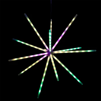 Väljas 3D Meteoor Dušš RGB Valgustus Rippuvad Ilutulestiku Kerge Mitmevärviline Starburst Valgus, Strobo Tuuleveski Vanik Remote