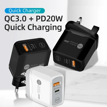 20W Laadija iPhone 12 Pro Max Mini Quick-Charge QC 3.0 PD adapter USB-C-Fast-Laadimine 2-Port EL UK ja USA