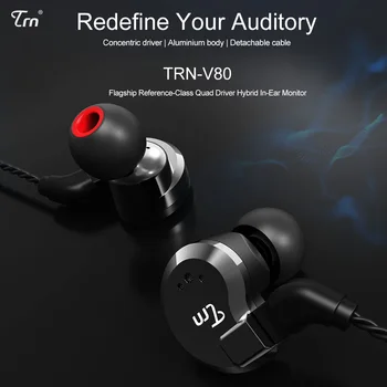 TRN V80 2BA+2DD Hybrid Metal Kõrva Kõrvaklapid HIFI DJ Monito Töötab Sport Earplug Kõrvaklappidest Peakomplekt \ST1\V90S VX-T2\V90