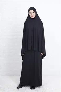 Moslemi komplekti abaya dubai türgi moslemi hijab kleit, 2 tk Pikk jilbab ja seelik palve riided araabia naiste rõivad