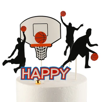 Uus 5tk Korvpalli Happy Birthday Cake Torukübar Set Slam Dunk Spordi Fännid Cupcake Torukübar Poistele Sünnipäeva Kook Dekoratsioonid