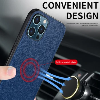 Luksus Originaal Äri, Auto Magnet Silikoon PU Nahast Mobiiltelefoni Case For iPhone 12 11 Pro Max Mini X XS tagakaas Fundas