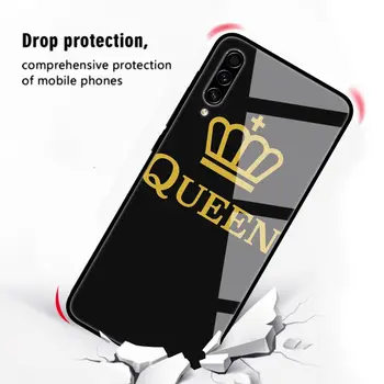 Kuningas, Kuninganna Kroon Case for Samsung Galaxy A50 A51 A70 A71 A40 A30 A10 S M30S J4 J6 Pluss Karastatud Klaasist Sac Telefoni Kate