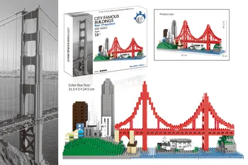 1610pcs+ San Francisco Mini ehitusplokid Linna Silueti Maailma Kuulsamaid Arhitektuuri 3D Mudel Diamond Tellised Mänguasjad Lapsele Kingitus