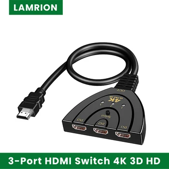3 Port 4K 3D HDMI Switchi ja HDMI Splitter 3 in 1 Out Port Hub PS3 PS4 Xbox HD Blu-ray HD monitor