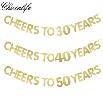 Chicinlife 1set Cheers 30 40 50 60 Aastat Banner Täiskasvanud Sünnipäev Teenetemärgi Sünnipäevaks Bännerid Tarvikud
