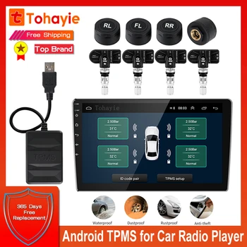 Smart Auto Android TPMS Auto Raadio DVD Mängija rehvirõhu Jälgimise Süsteem Varurehv Sisemine Väline Andur USB TMPS
