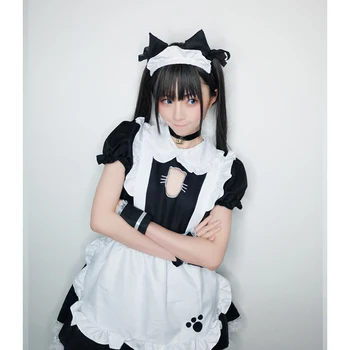 S-4XL Must Valge Kass Neiu Riided Cosplay Sexy Lolita Anime Armas Pehme Tüdruk, Neiu Ühtne Ahvatlev Komplekt Etapp Kelner Kostüümid