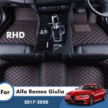RHD Vaipade Jaoks Alfa Romeo Giulia 2020 2019 2018 2017 Nahast Veekindel Auto Põranda Matid Vaibad Autode Lisavarustus Interjöör Suu Padjad