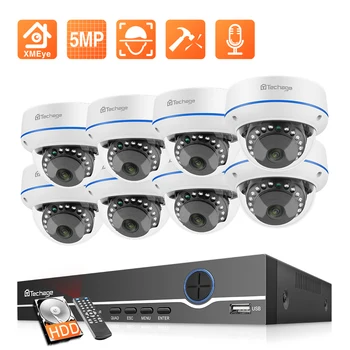 Techage H. 265 CCTV Kaamera Süsteemi 8CH 5MP POE NVR Kit Heli Salvestada Dome Turvalisus IP Kaamera Vandalproof P2P videovalve Komplekt
