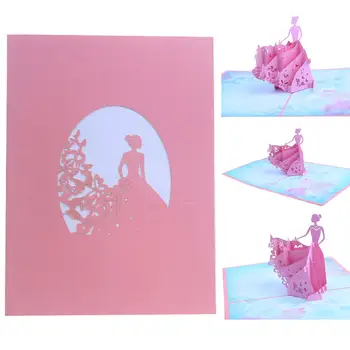 3D Printsess Paber Siluett Käsitöö Kutse, õnnitluskaart Tüdrukud Kingitus Decor