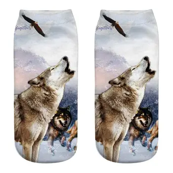 Uus KUUM Wolf 3D-Printimine Naiste Sokid Brändi Sokk Mood Unisex Sokid Naine Naljakas Pahkluu Femme Sokk Müük 2019