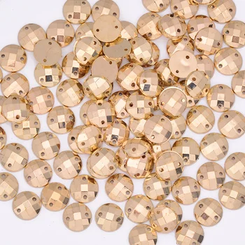 JUNAO 10mm Õmblemine Gold Ringi Kive Flatback Akrüül Kalliskivid Kinnita Kristallid, Kivid Golden Bead Appliques DIY Riided