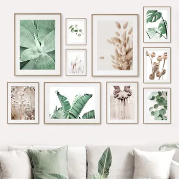 Jänese Saba Rohu Pilliroog Liiva Banana leaf Monstera Plakat Ja Pildid Seina Art Lõuend Maali Seina Pilte elutuba Home Decor