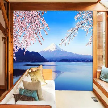 Jaapani Mount Fuji Sakura Romantiline Seina Paber 3D-Jaapani Köök, Sushi-Restoran, Hotelli Decor Seinamaaling Tapeet De Papel Parede 3d