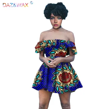 Aafrika Seksikas Kleit Naistele Maha Õla Retro Floral Print Naine Rüü Vestidos Riietus Street Wear Ankra Puuvill V2117003