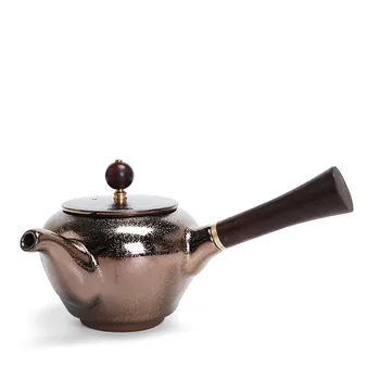 Uus Kivitooted Puidust Käepide Pool Teekann Hiina Antiik Leibkonna Tea Maker Tianmu Glasuur Kung Fu Tee Komplekt Keraamiline Ühe Poti Komplekt