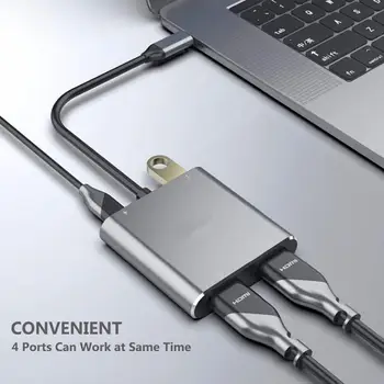 Tüüp-C HDMI-ühilduvate 4K USB-C-Dual HDMI ja USB 3.0 PD Tasuta Port USB-C Converter Kaabel MacBook Samsung Dex Galaxy S21