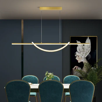 Luksuslik lühter kaasaegne restoran lühter kuldne must riba, laua lamp Põhjamaade loomemajanduse minimalistlik led-lühter disainer