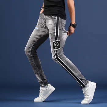 Kuum 2021 Mood teismelised Ripitud tikitud teksad meeste sügis brändi lahti korea stiilis slim-fit püksid meeste vabaaja püksid