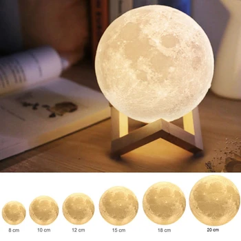 3D Print Led Night Light 20cm 18cm 15cm Touch Lüliti USB-DC5V LED Moon Lamp Kodu Kaunistamiseks Loominguline Kingitus