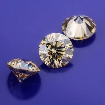 Letmexc Šampanja Moissanite Teemant kõrvarõngas Kivid 6,5 mm 1.0 ct VVS1 Ring Suurepärane Lõika Custom Ehteid Tehes gra mängud Aruanne