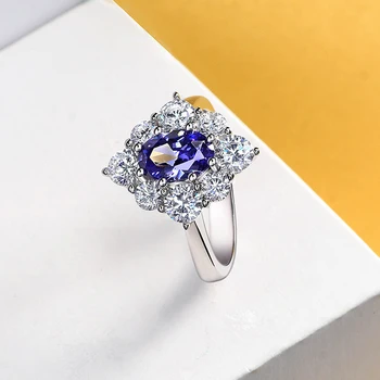 DIMINGKE 6*9 Sapphire Lille Kujuline Teemant abielusõrmus 100-S925 Sterling Silver kokteiliefekti Naine Ehted