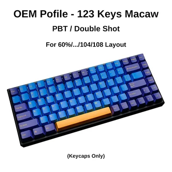 OEM Keycaps PBT Macaw Must Sinine Kollane Double Shot Klahvi Caps ANSI 60%/87/104/108 Cherry MX Lüliti Gaming Keyboard Klaviatuur